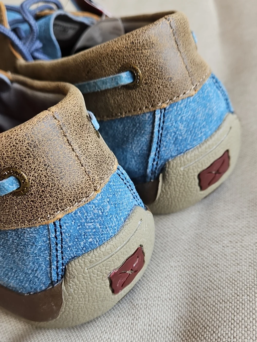 TWISTED X BOOTS Boat Shoe Driving Moc Bomber 100% Leather Denim Look Men's 10.5